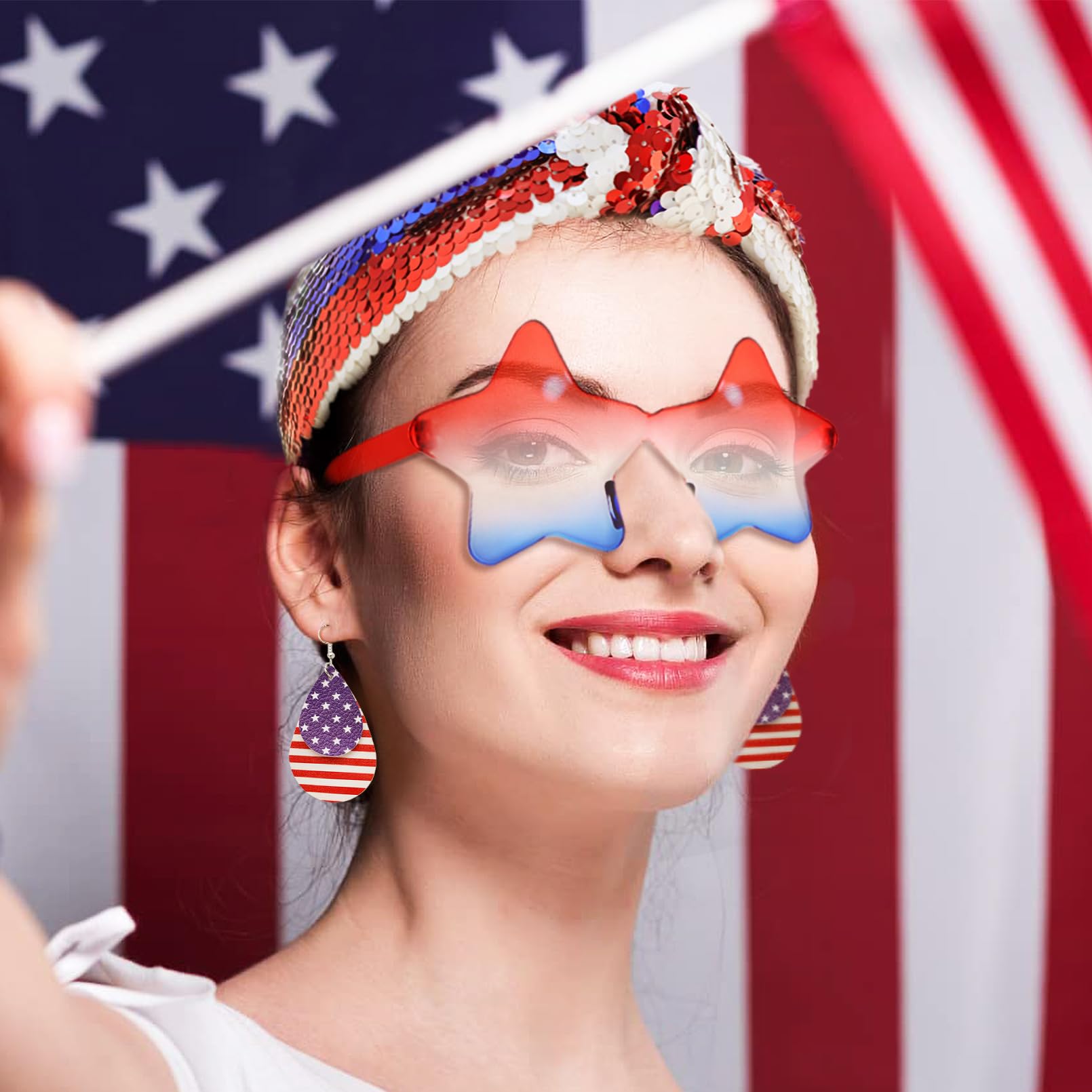 36 Fourth of July Headbands 12 Different Designs 3 Each USA Red Blue White s31 Amazon.com : GLBCC 4 th of July Headband for Women Girls  main image 3