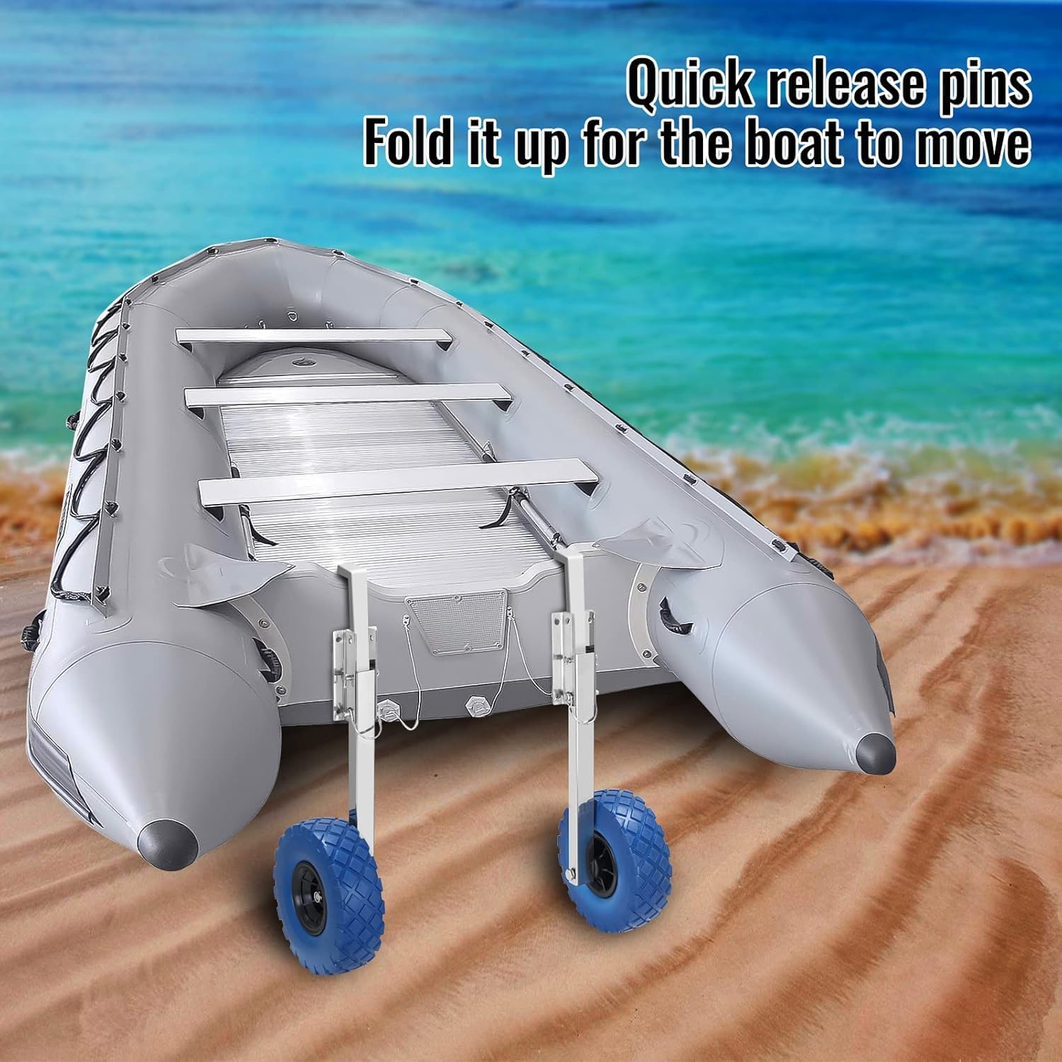 Boat Launching Wheels for Inflatable Boats - 10" Inflatable Boat Launch Wheels, 300 lbs Capacity, Beach Cart Wheels, Removable Accessories for Inflatable Dinghies, Rowing Boats & Sailing Boats