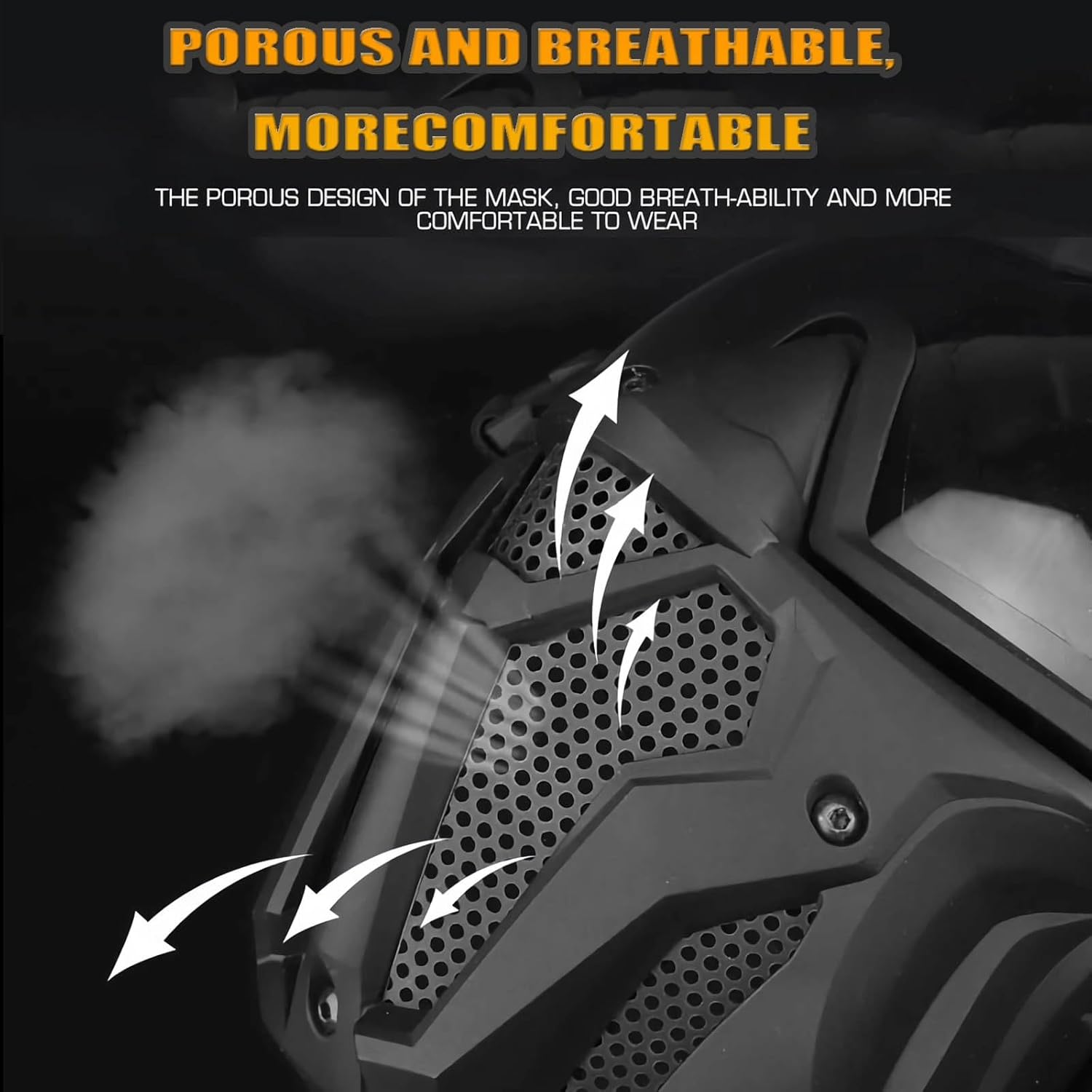 Tactical Face Mask Full Face with Fan Breathable Anti-Fog for Helemt Airsoft Paintball Protective CS Games and Other Outdoor Activities