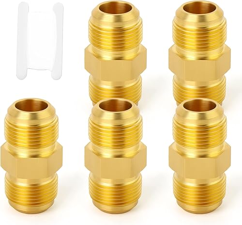 Miniatura 84 de GASHER 10 piezas de latón SAE 45 grados Flare Tube Fitting, 1/2" Flare Nut Aire Acondicionado Tubo de cobre Extensión de tubo de cobre a tope Tuerca