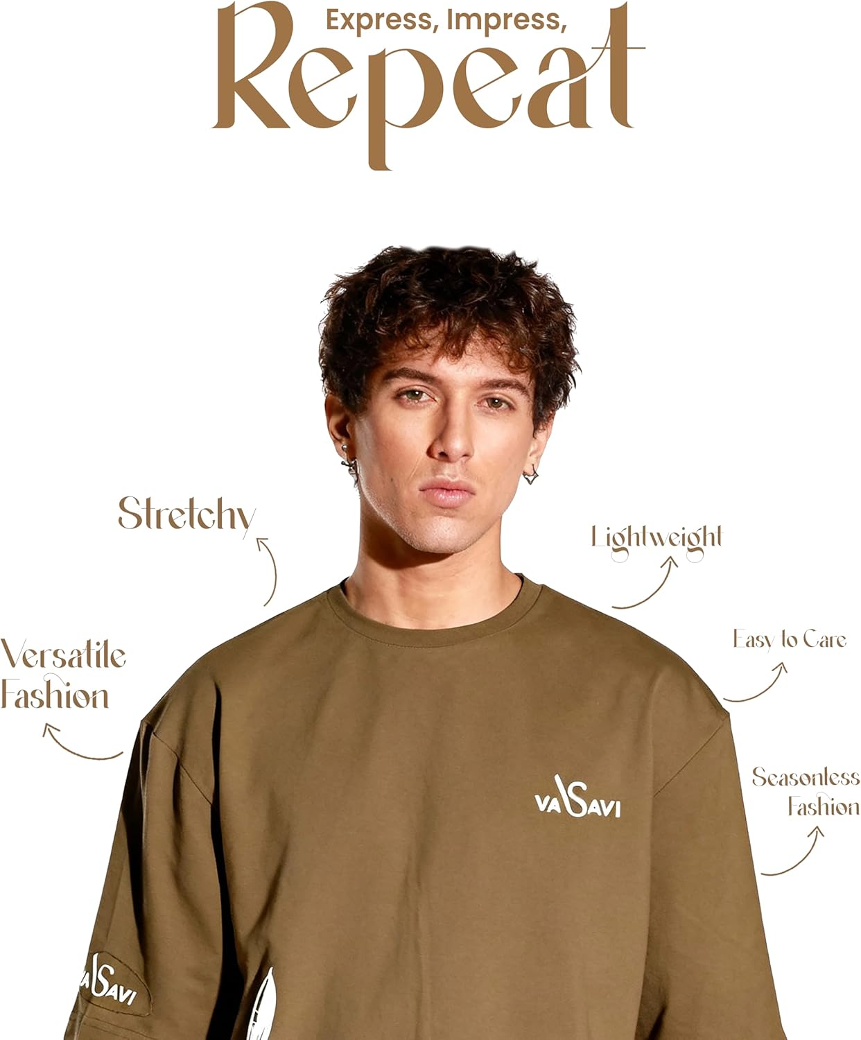 vasavi Oversized T-Shirt - Short Sleeve Baggy Tshirt for Men - Casual Drop Shoulder Oversized Tee Rugged Rebel - Image 5