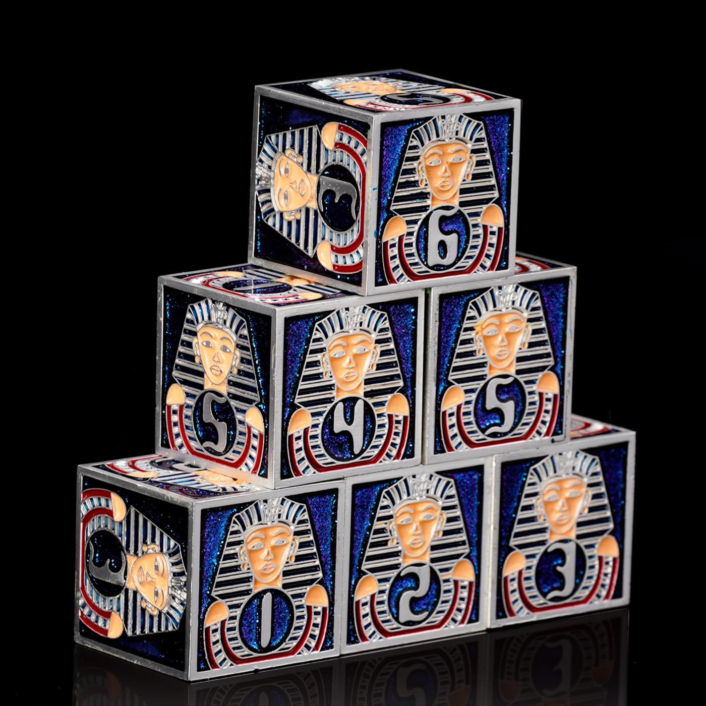 IRONTOWN 6 Sided Dice Set Neteru Dice Metal DND Dice Set Hollow Polyhedral Dice Set for Role Playing Game TTRPG Tabletop Games