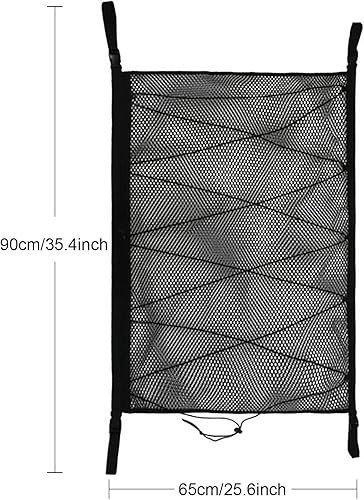 Miniatura 2 de Bolsillo de red de carga para techo de automóvil, red de almacenamiento ajustable para techo de automóvil, organizador de techo de doble capa, bolsa