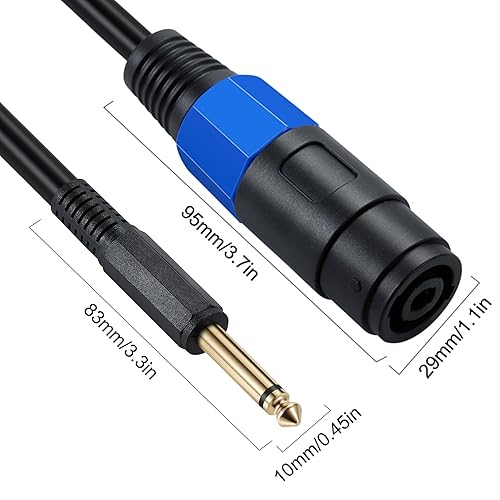 Miniatura 7 de Cable de altavoz mono 11.6 - 19.7 in0.5FT Speakon a 14 TS Plug Adaptador de audio para altavoz DJPA