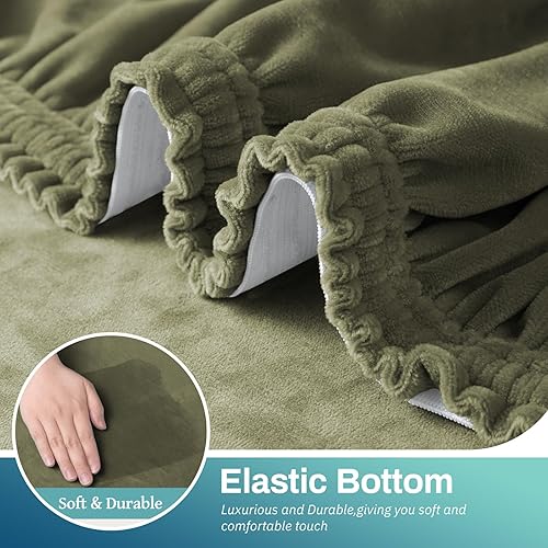 Miniatura 3 de Asnomy Fundas de sofá para sofá biplaza de 3 plazas, fundas elásticas de terciopelo para perros y gatos, protector de muebles con cojines de 3