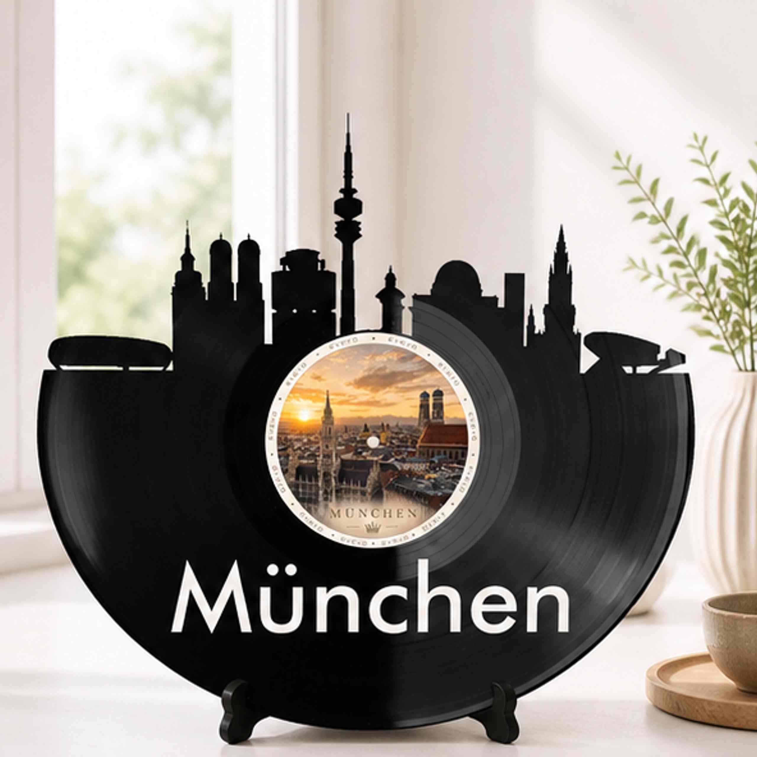 EVEVO D0014 - Decorazione da parete a forma di disco di Monaco di Baviera, in vinile, ideale come regalo per gli appassionati di Monaco di Baviera, per gli amanti dell'Oktoberfest