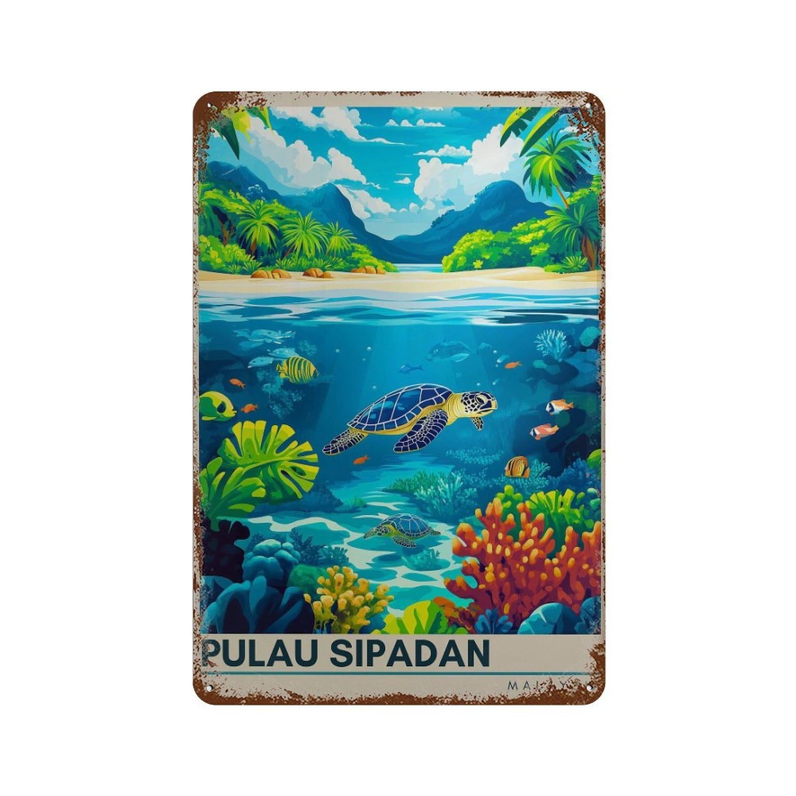xiaoxiaoshen Sipadan Travel Malaysia Island Wall Decor Art Metal Tin Poster Modern Home Decor Art Home Bar Shop Decorations Vintage Sign 30x20cm