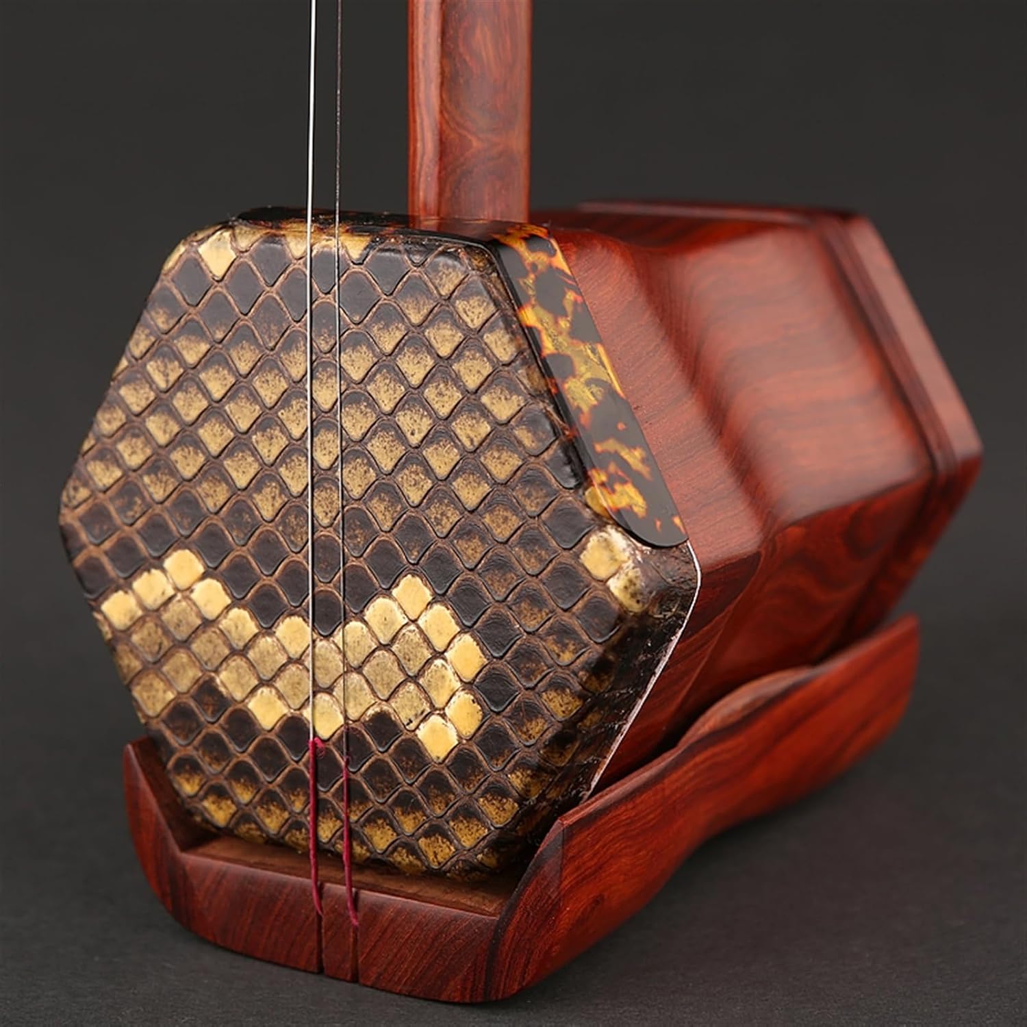 赤茶色 二胡 2本弦 八角形 楽器 二胡 天華之韻 二胡 黒檀