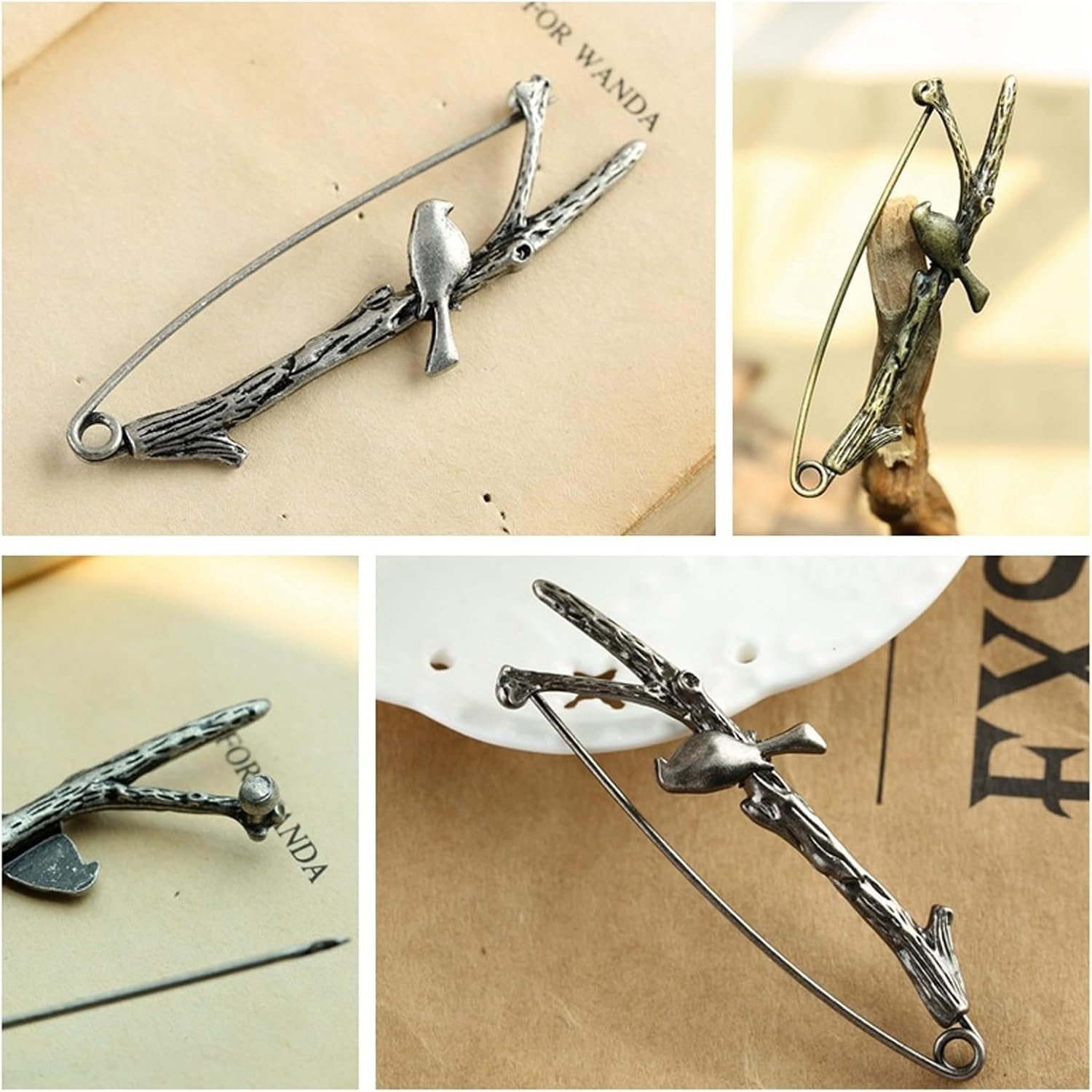 6PCS Extra Large Decorative Safety Pins for Clothing, Vintage Brooch Pins for Women, Giant Retro Sweater Lapel Pins – Fashion Jewelry Accessories for Scarves, Hats, DIY Crafts image 2