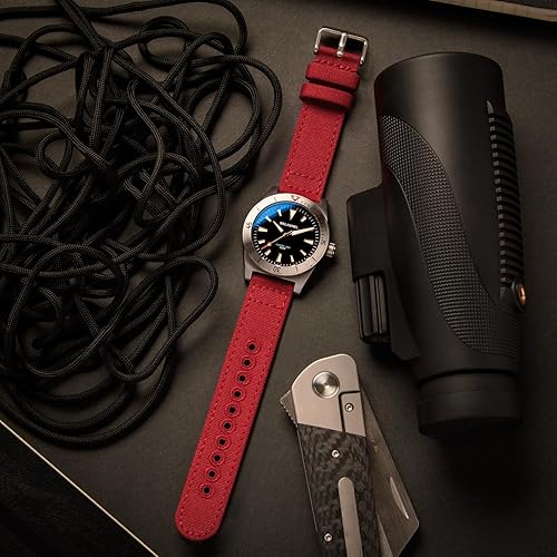 Vista 3 de Archer Watch Straps - Correas de reloj de liberación rápida de lona, rojo carmín, 20 mm, Informal, clásico