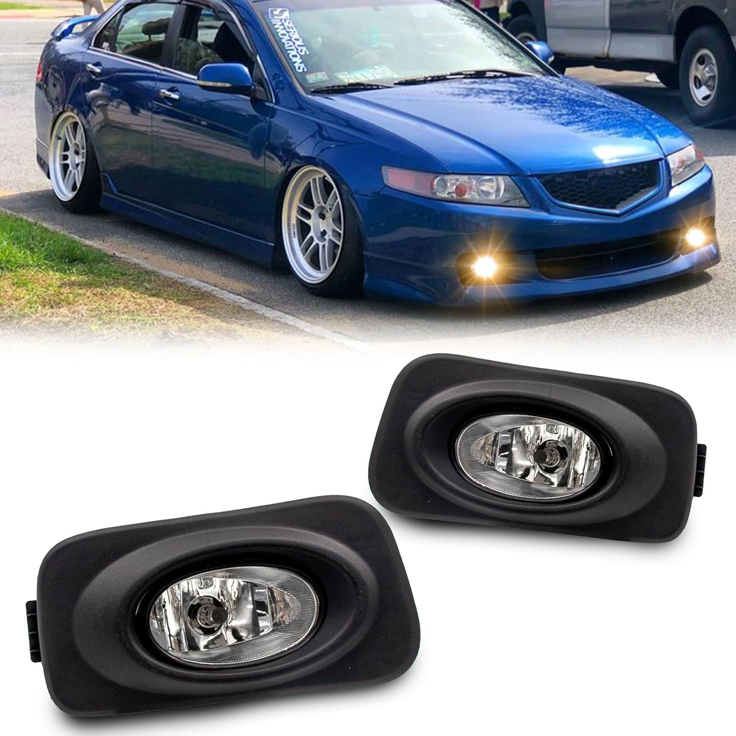 Fog Lights Assembly Compatible With Honda Acura TSX 2004-2005 Included Switch And Wiring Kit OEM Part Number:08V31S5D1M102, AC2592106, 08V31S5D1M101, AC259310(Clear Lens)