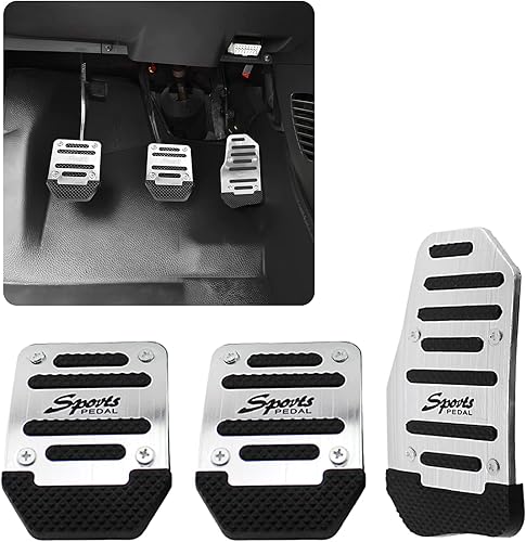 3 almohadillas antideslizantes para pedal de automóvil, cubierta de aluminio para pastillas de freno de transmisión manual automática, pedales de