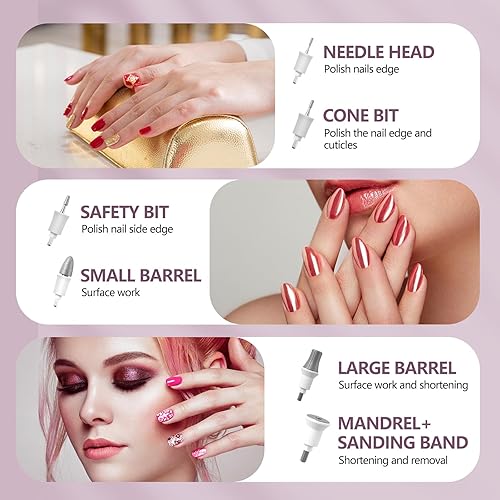 Miniatura 4 de Taladro eléctrico de uñas, lima eléctrica, kit de lima de uñas para principiantes, uñas de gel acrílico, manicura, pedicura, herramienta de pulido