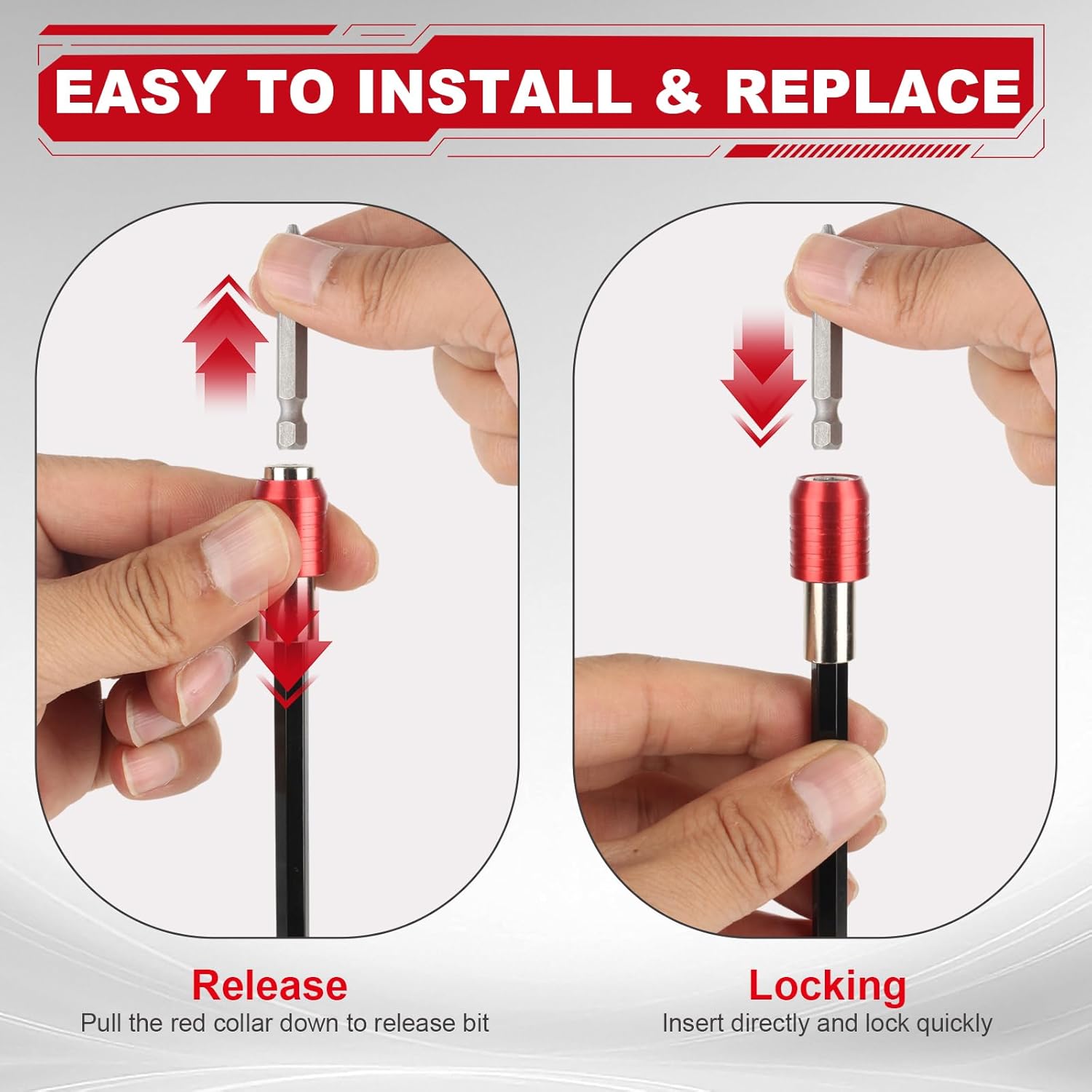 3-Piece Magnetic Drill Bit Extension Set, 1/4 Inch Hex Shank Quick Release Screwdriver Bit Holders, 2/4/6 inch Lengths, Heavy-Duty CR-V Steel for Impact Drivers, Drills & Hex Bits