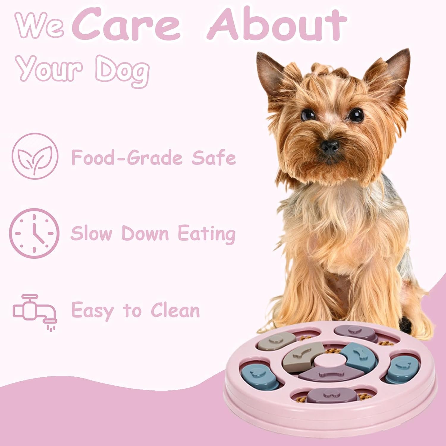Lick Mat For Dogs,Dog Puzzle Toy,Stimulating Dog Toys,Puppy Slow Feeder Enrichment Toys,Stimulation Puzzles Food Bowl for Large Pet Treat Mat Mental Interactive Feeding Bowls Puppies Feeders(Pink)