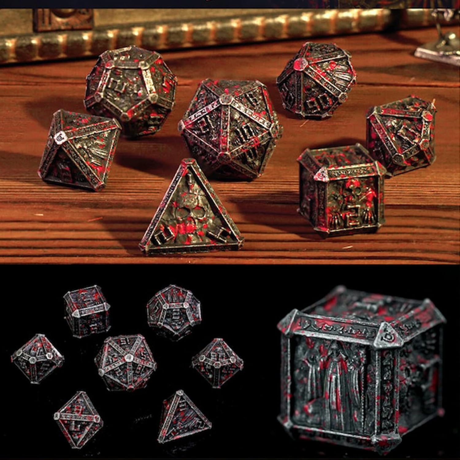 Metal Skull Dice Set D&D Bone Dice DND Dice Set Polyhedral Dice with D4 D6 D8 D10 D12 D20 D100