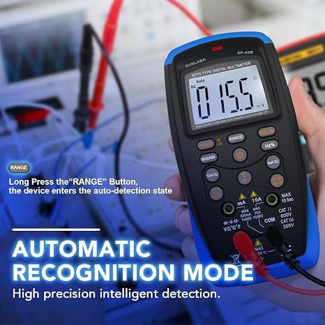 Digital Multimeter, TRMS Autoranging Multitester 6000 Counts Voltmeter Measures AC/DC Current, Voltage, Continuity, Capacitance, NCV, Resistance, Frequency, Temperature, Duty, Diodes (XF-42B)