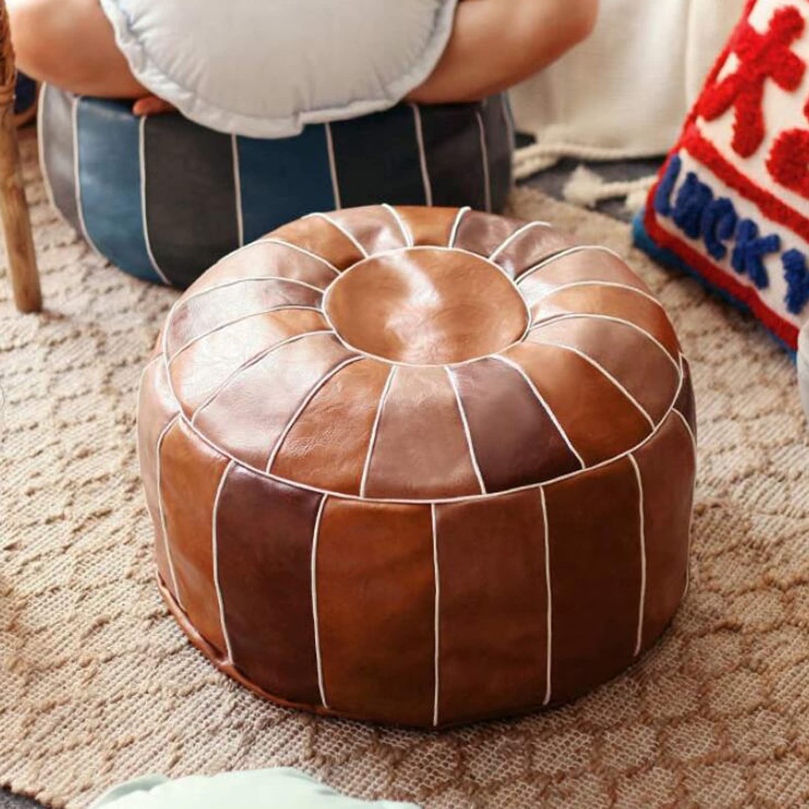 MagiDeal Housse de Pouf marocain Non rembourré Tabouret de Rangement Pouf Rangement Repose-Pieds Couverture Premium décoration Salon sous Le, Tour