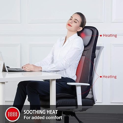 Vista 45 de Snailax Shiatsu AL233 Masajeador para cuello y espalda con calor, espalda completa, masaje Shiatsu o masaje con rodillo, almohadilla para masajes