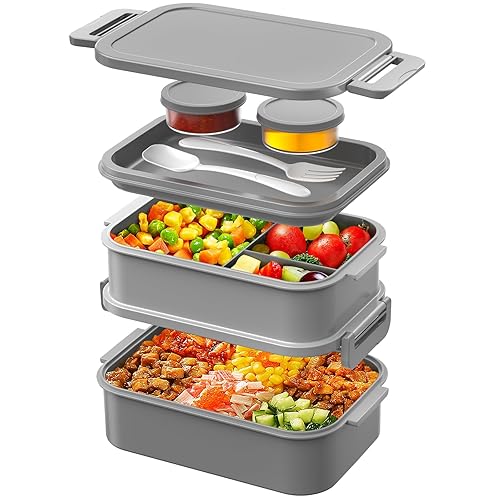 WayEee Lunchbox Erwachsene Groß Brotdose Auslaufsicher (Grau)