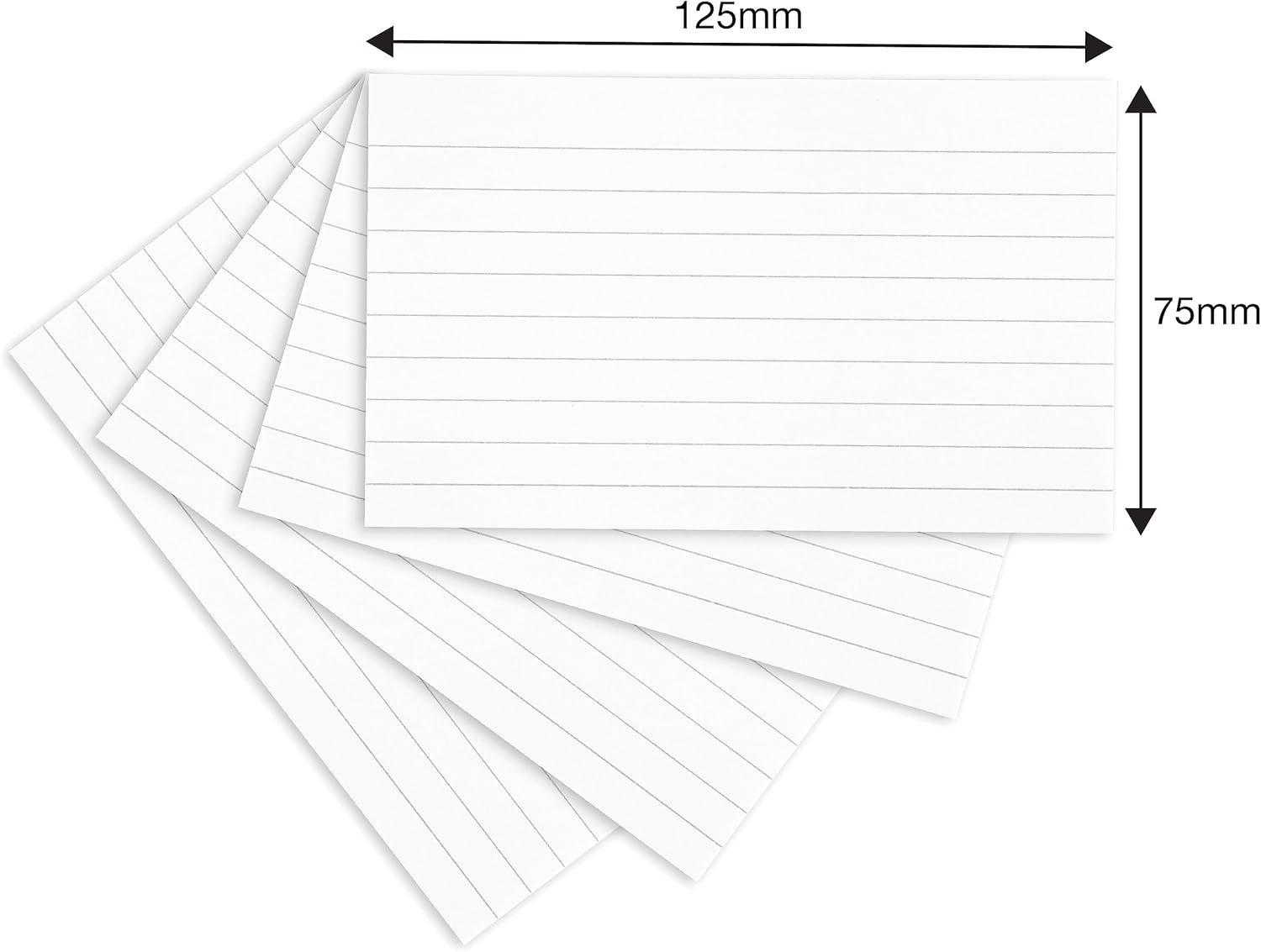 Summit Flash Cards, 200 Pack White, Lined Revision Cards, 125x75mm