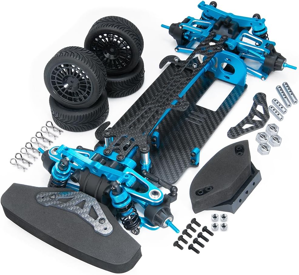 MOHERO Aluminium Alloy &Carbon Fiber Shaft Drive 1/10 RC Touring Car Chassis Frame Body Kit with 4 Wheels for TT01 TT01E