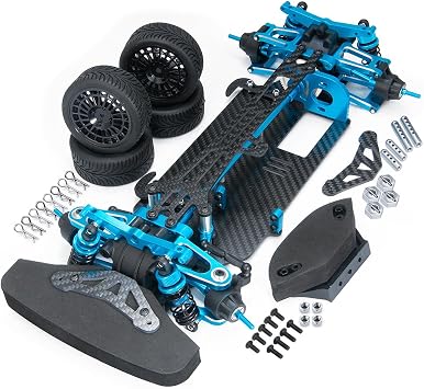MOHERO Aluminium Alloy &Carbon Fiber Shaft Drive 1/10 RC Touring Car Chassis Frame Body Kit with 4 Wheels for TT01 TT01E