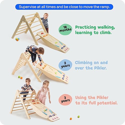 Miniatura 2 de GROWGO Pikler Triángulo escalador con rampa  Juguetes de escalada para niños pequeños Montessori juego de juguetes de escalada Montessori Pickle