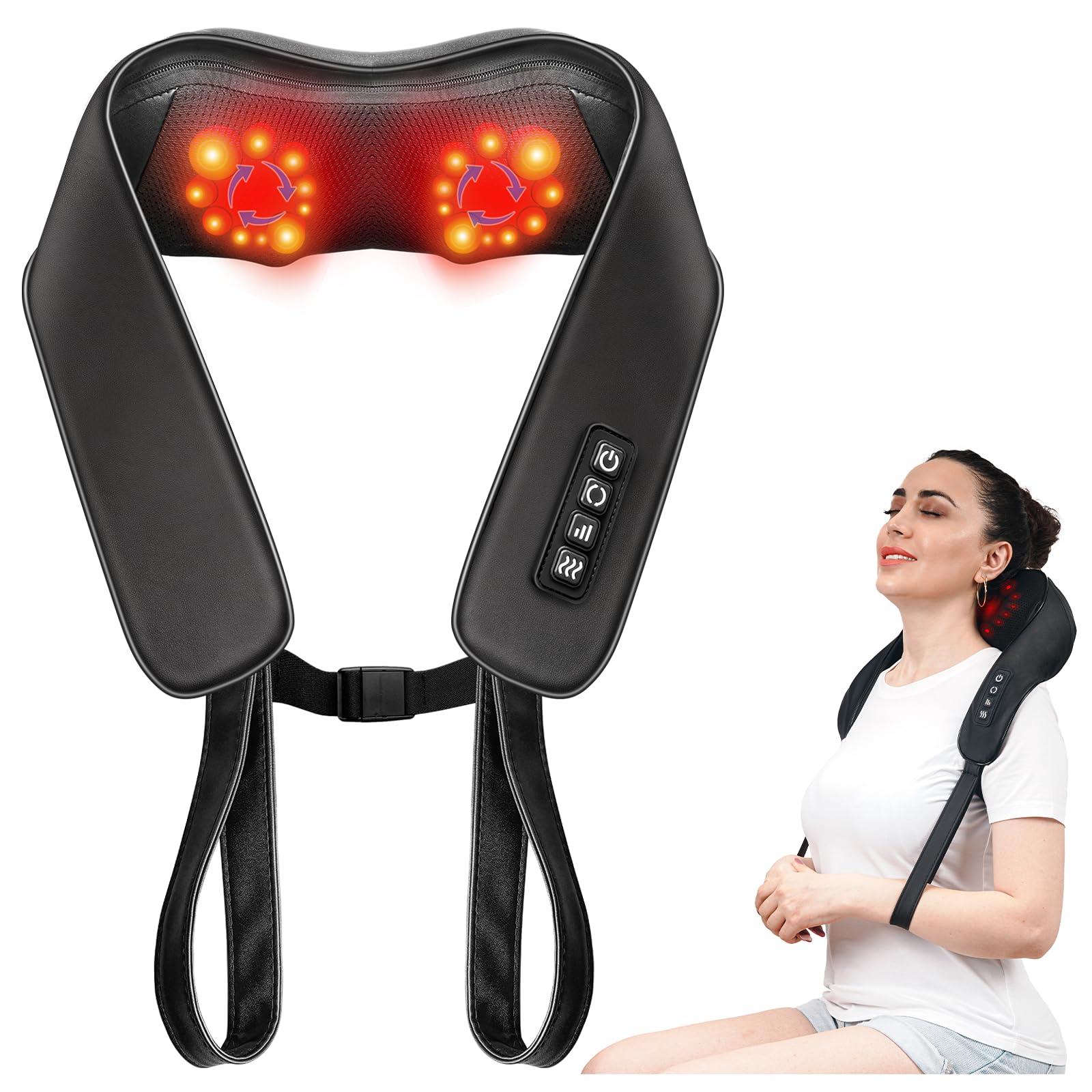 TISSCARE Shiatsu Nackenmassagegerät mit Wärme – Elektrisches Massagegerät für Schulter, Rücken, Beine & Füße – Tiefe Gewebemassage zur Entspannung – Geschenk für Eltern & Partner