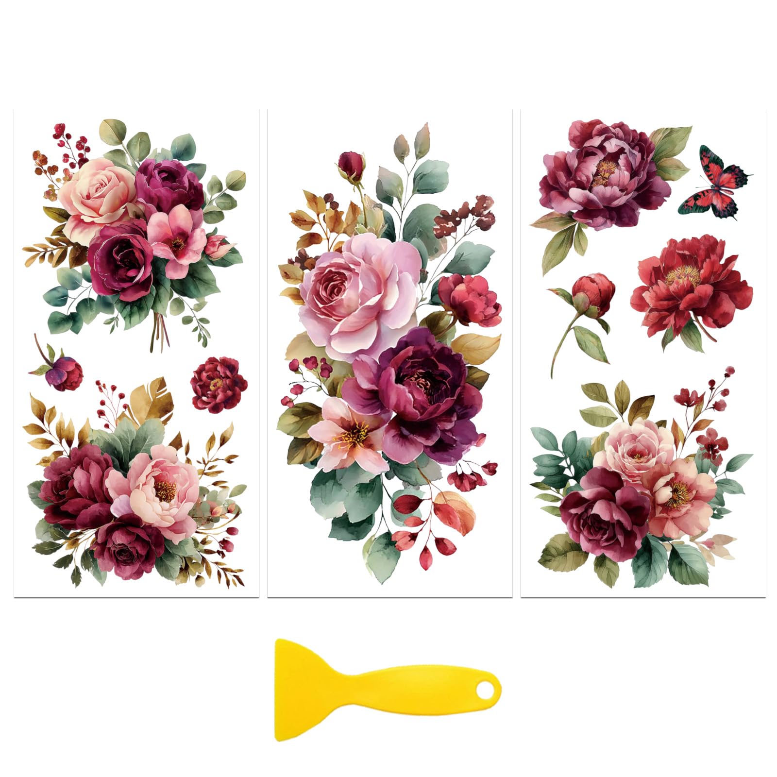 Transferencia para muebles UV DTF adhesiva de flores moradas para decoración y manualidades