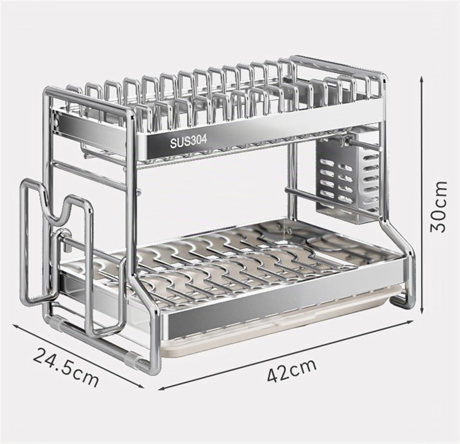 Egoutoire Vaisselle Cuisine Égouttoir À Vaisselle À 3 Niveaux Avec Support À Ustensiles, Support Pour Planche À Découper Et Égouttoir À Vaisselle Pour Cuisine Égouttoir Vaisselle(42*24.5*30cm)