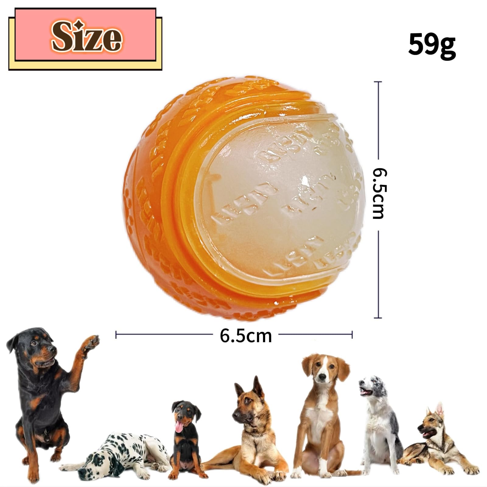 Irunfast 6Pcs Glow in the Dark Dog Balls, 6.5cm Squeaky Dog Balls Puppy Teeth Cleaning Chew Toys Interactive Training Light Up Ball - Image 2