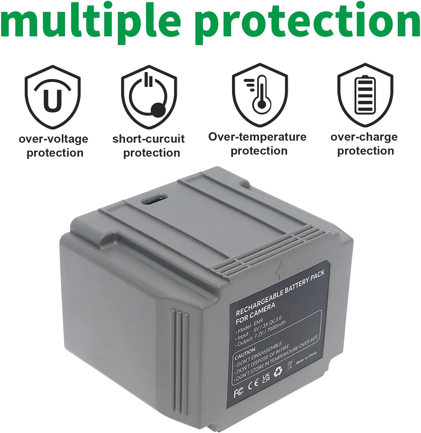 Replacement Battery for Defend Camera Rechargeable Lithium-Ion Battery Pack 7000mAh