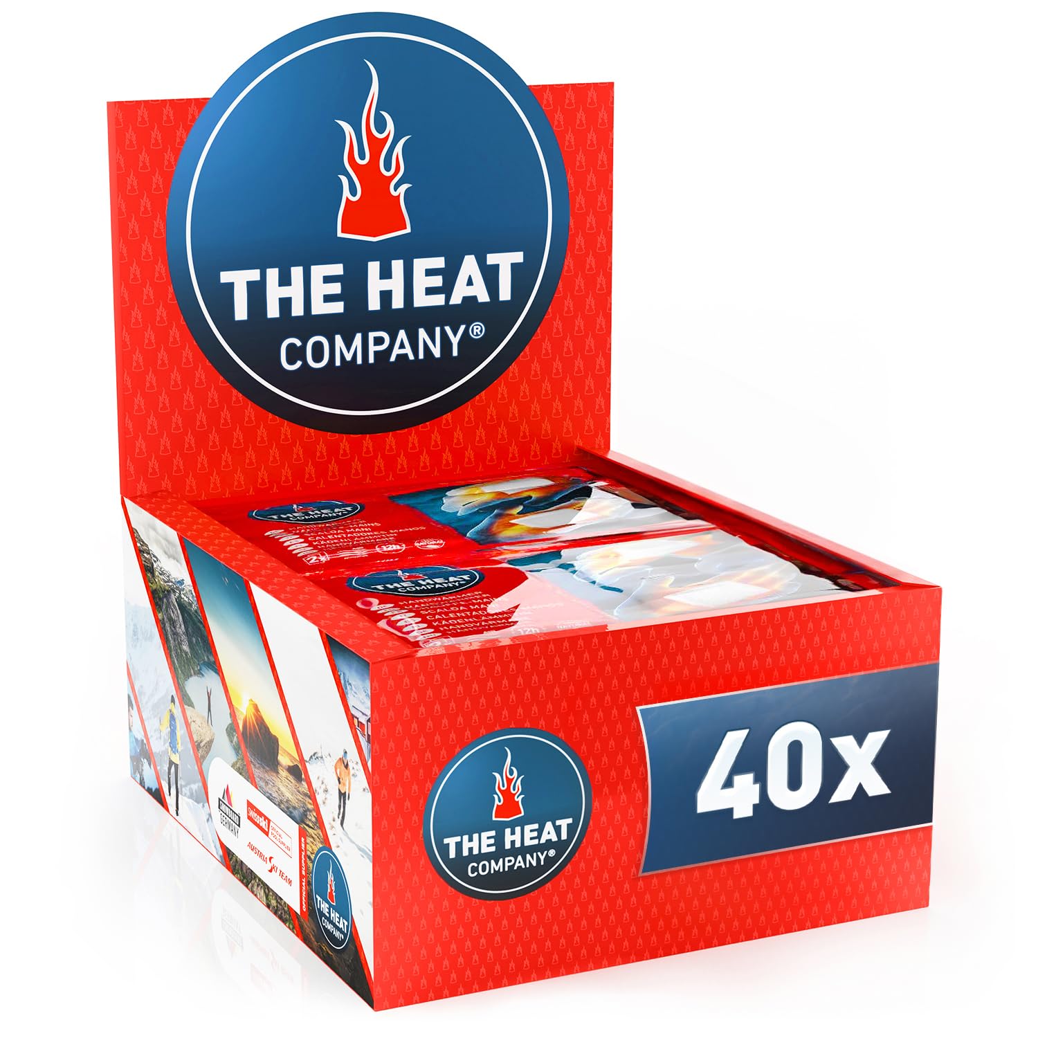 THE HEAT COMPANY Handwarmers - 10, 20 or 40 Pairs - EXTRA WARM - Hand Heat Pads - 12 Hours Warm Hands - Instant Heat - Air Activated - Purely Natural