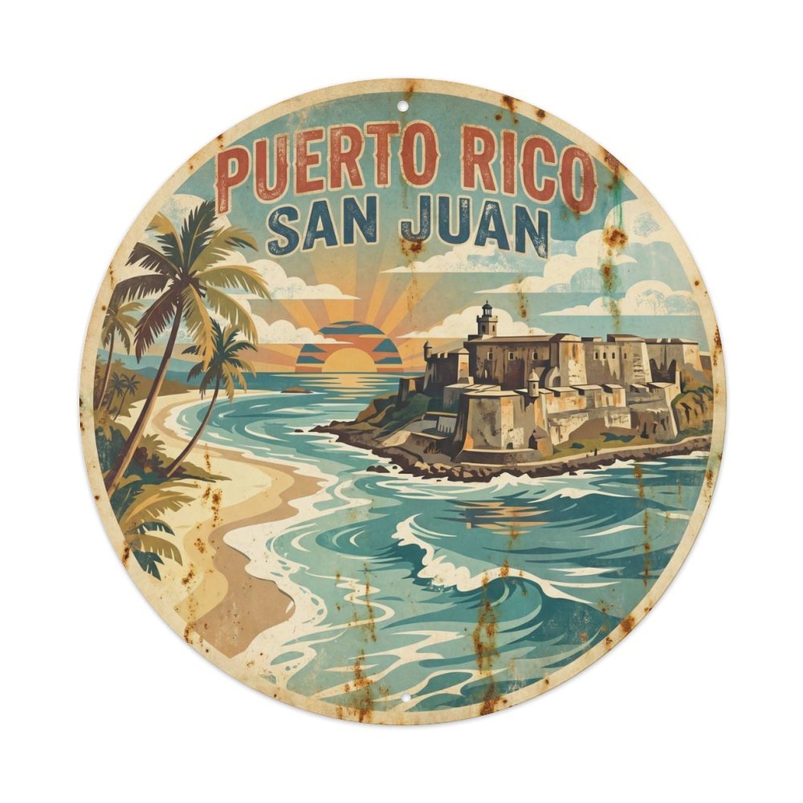 Puerto Rico San Juan Lagoon Travel Vintage Metal Tin Sign