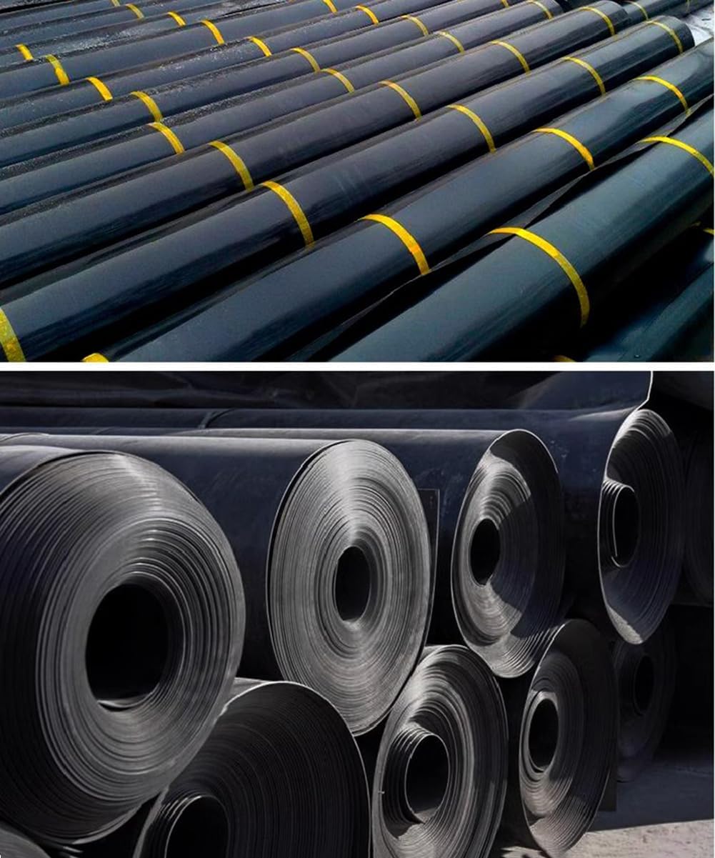 Durable 0.3mm Thick Black HDPE Pond Liner - Heavy Duty Anti-UV Membrane for Outdoor Fish Ponds, Garden Water Features, 4x4m Size