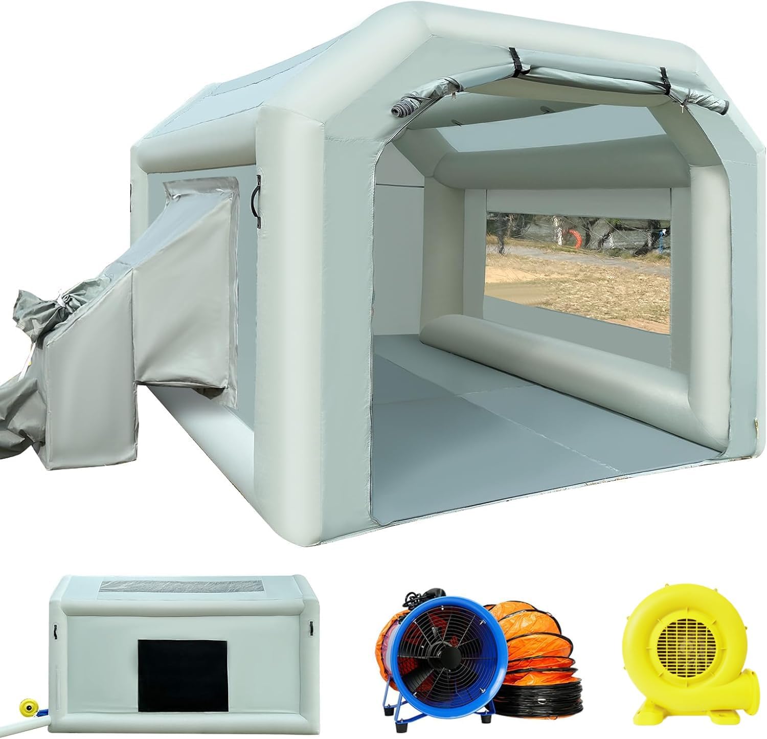 OZIS Inflatable Paint Booth Tent with Air Draft Device & Blower,Portable Spray Paint Booth with Air Filter System Blow Up Paint Booth for Auto Parts, Furnitures Painting