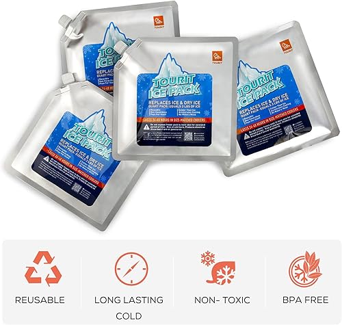 Miniatura 7 de TOURIT Enfriador con aislamiento para 50 latas y 4 paquetes de hielo reutilizables, combinación perfecta