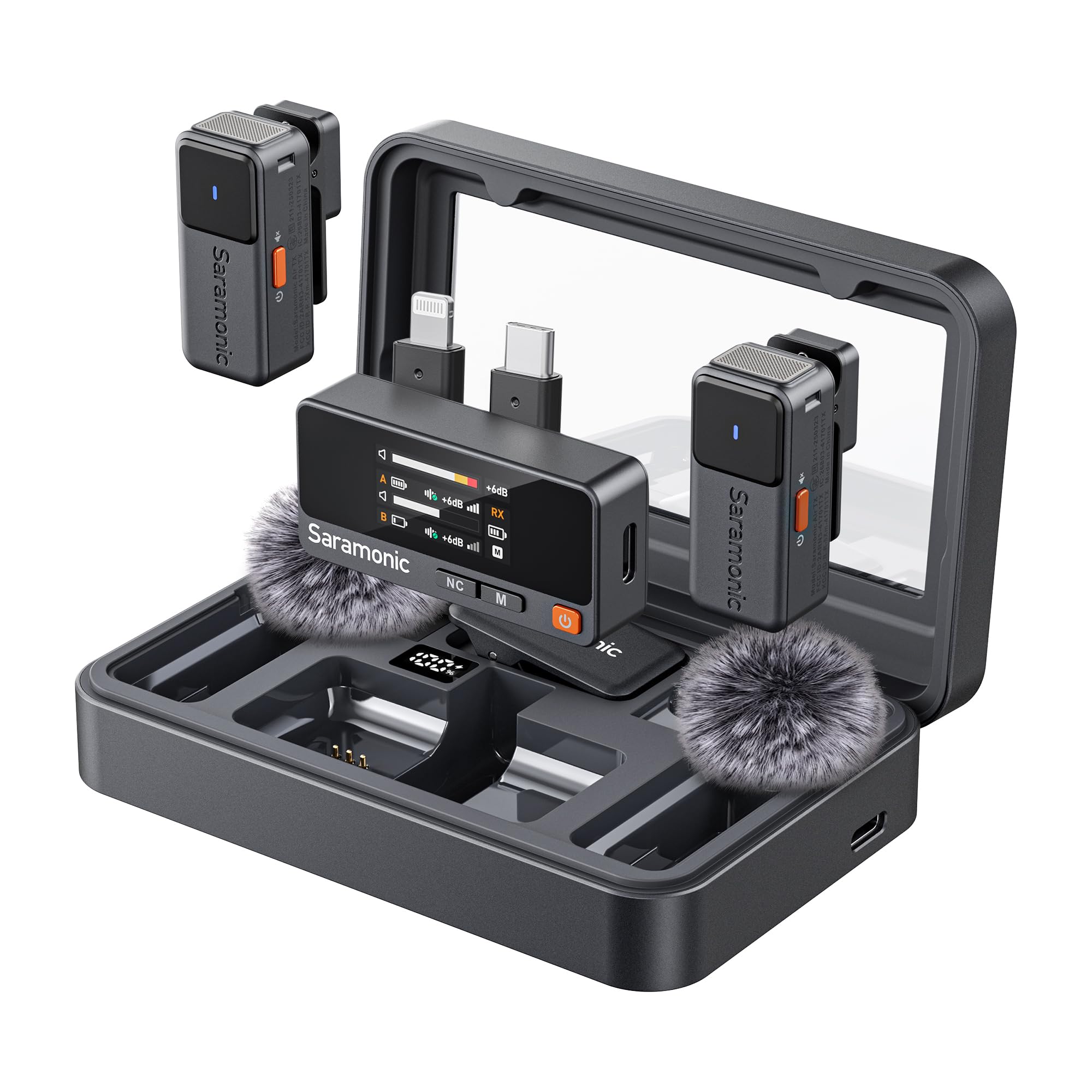 Saramonic Air 2-Person Wireless Micro Lavalier Microphone for iPhone/Camera/Android/PC 24-bit/48kHz, Noise Canceling, Limiting, Headphone Out, 120dB Max SPL, for Streaming, YouTube, Interviews, Vlog