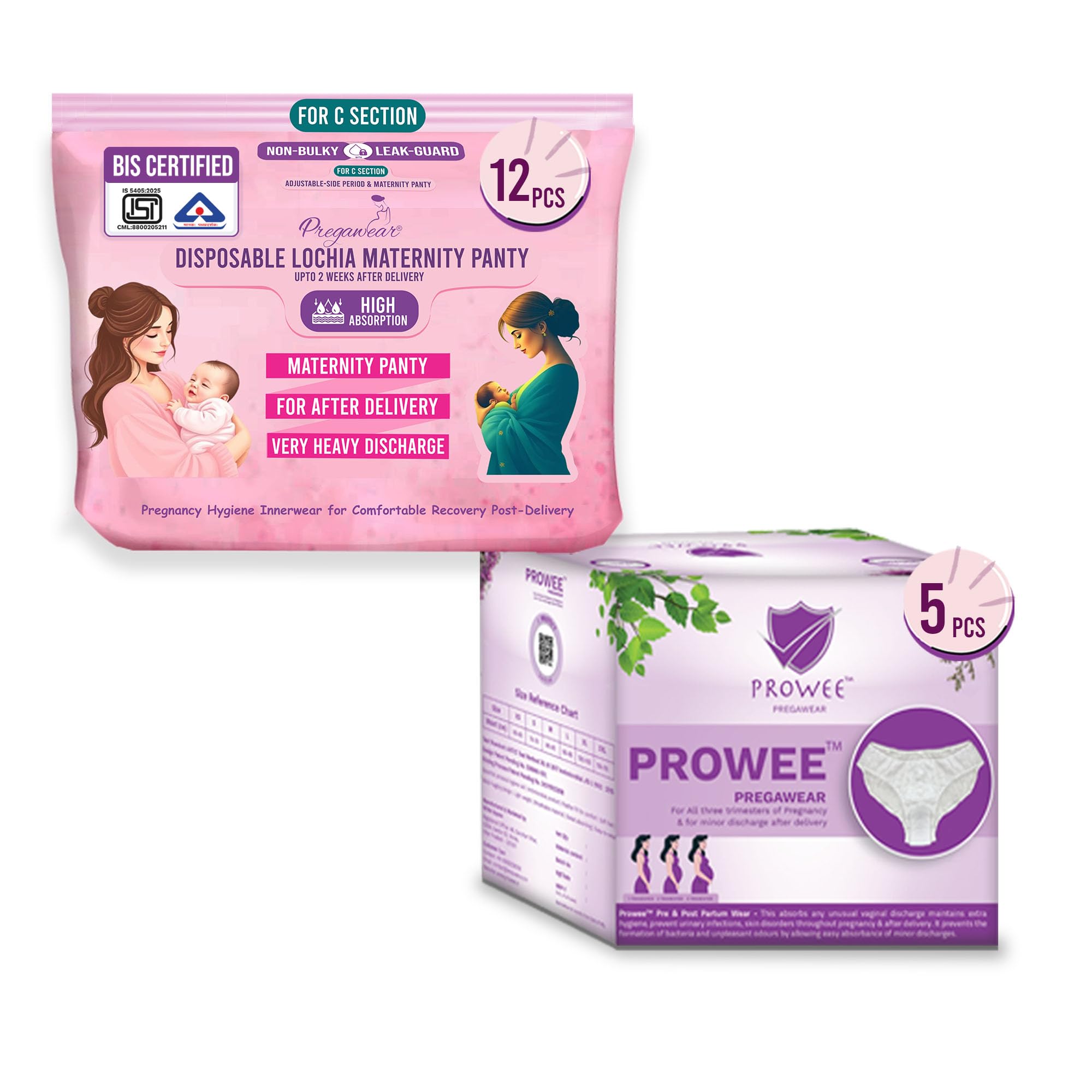 PROWEE|Pregawear Lochia Maternity Panty C Section(15) & Regular Panties(5) Combo, Soft, Breathable, Leak-Proof Underwear for New Mothers| Heavy & Light Daily Discharge Pregnancy-image-33