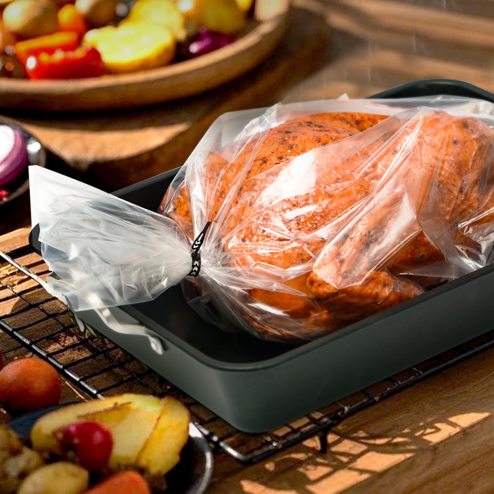 Bolsas para horno de pavo, tamaño grande, bolsas de nailon sin BPA para asar pavos para una limpieza rápida, bolsas multiusos para cocinar pavos, tamaño de 19 x 23.5 pulgadas, 10 unidades