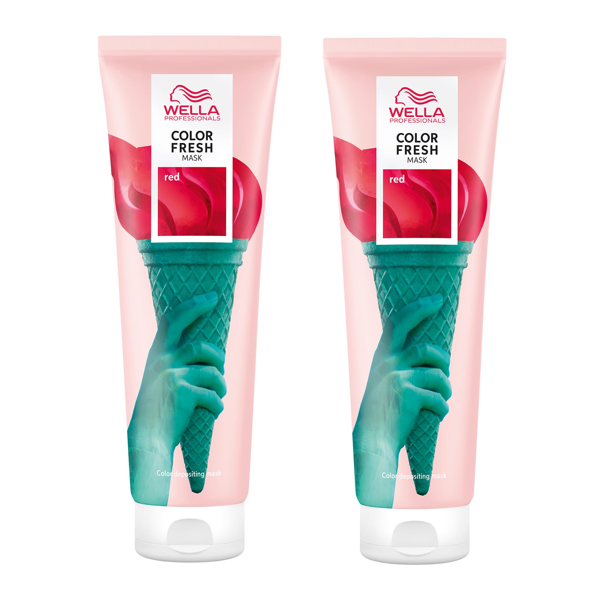 Wella Professionals Color Fresh Mask Red – Haarkur für eine sichtbare Transformation der Haarfarbe – pflegende Tönung mit Avocadoöl – für aufgehelltes und helles Haar – 2er Pack (je 150 ml)