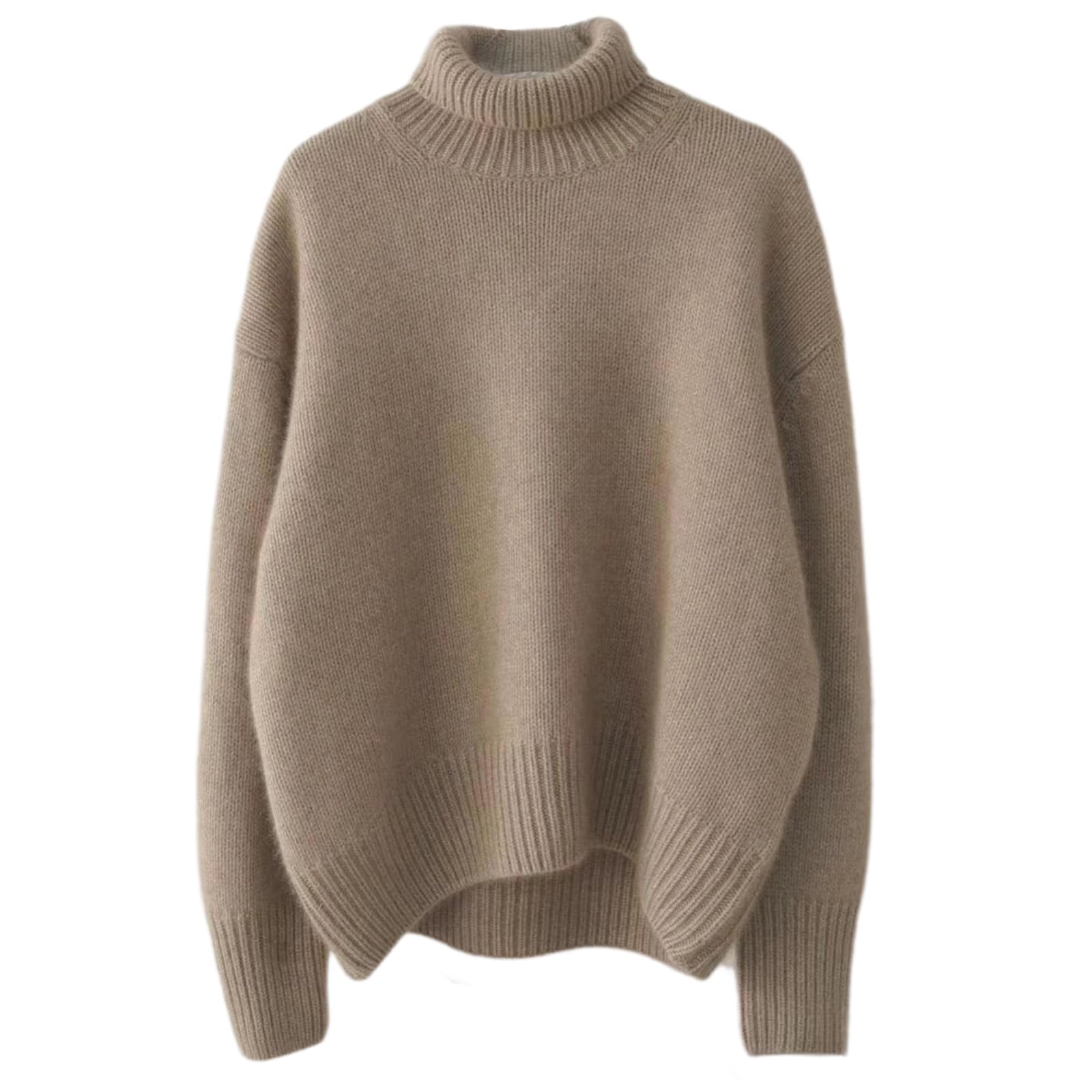 Generisch Maglione da donna in cashmere di alta qualità, con colletto alto, morbido, oversize, per autunno e inverno, in cashmere, con colletto alto