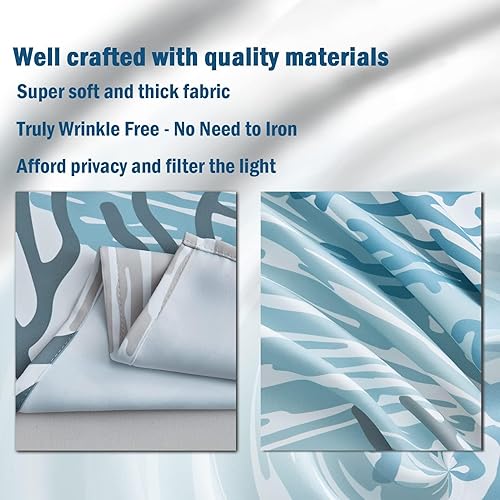 Miniatura 5 de Tritard Cortinas costeras para ventana con ojales, temática náutica de playa, aislamiento térmico, 50% bloqueo de luz, cortina de privacidad para