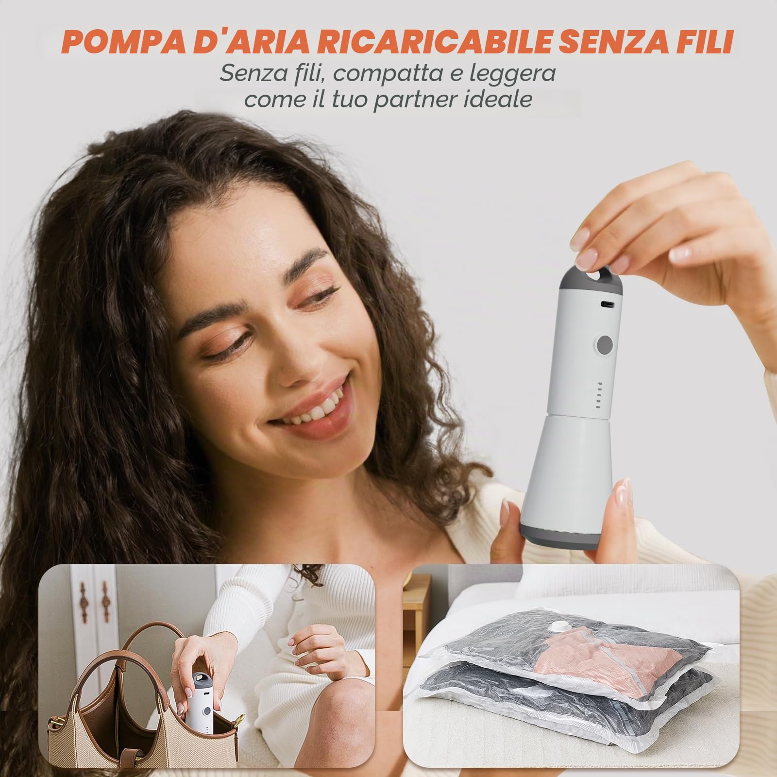Vacbird 9 Pezzi Sacchetti Sottovuoto Vestiti Viaggio con Pompa Senza Fili, Buste Sottovuoto Vestiti in 3 Misure (64x47, 74x54, 84x61cm) Riutilizzabili, Adatti per Viaggi, Organizzazione della Casa