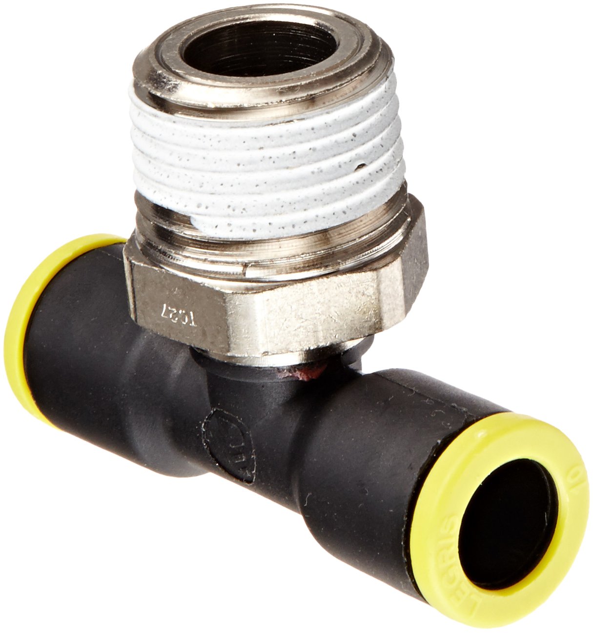 Legris 3108 10 22 Nylon & Nickel-Plated Brass Push-to-Connect Fitting, Branch Tee, 10 mm Tube OD x 1/2" NPT Male