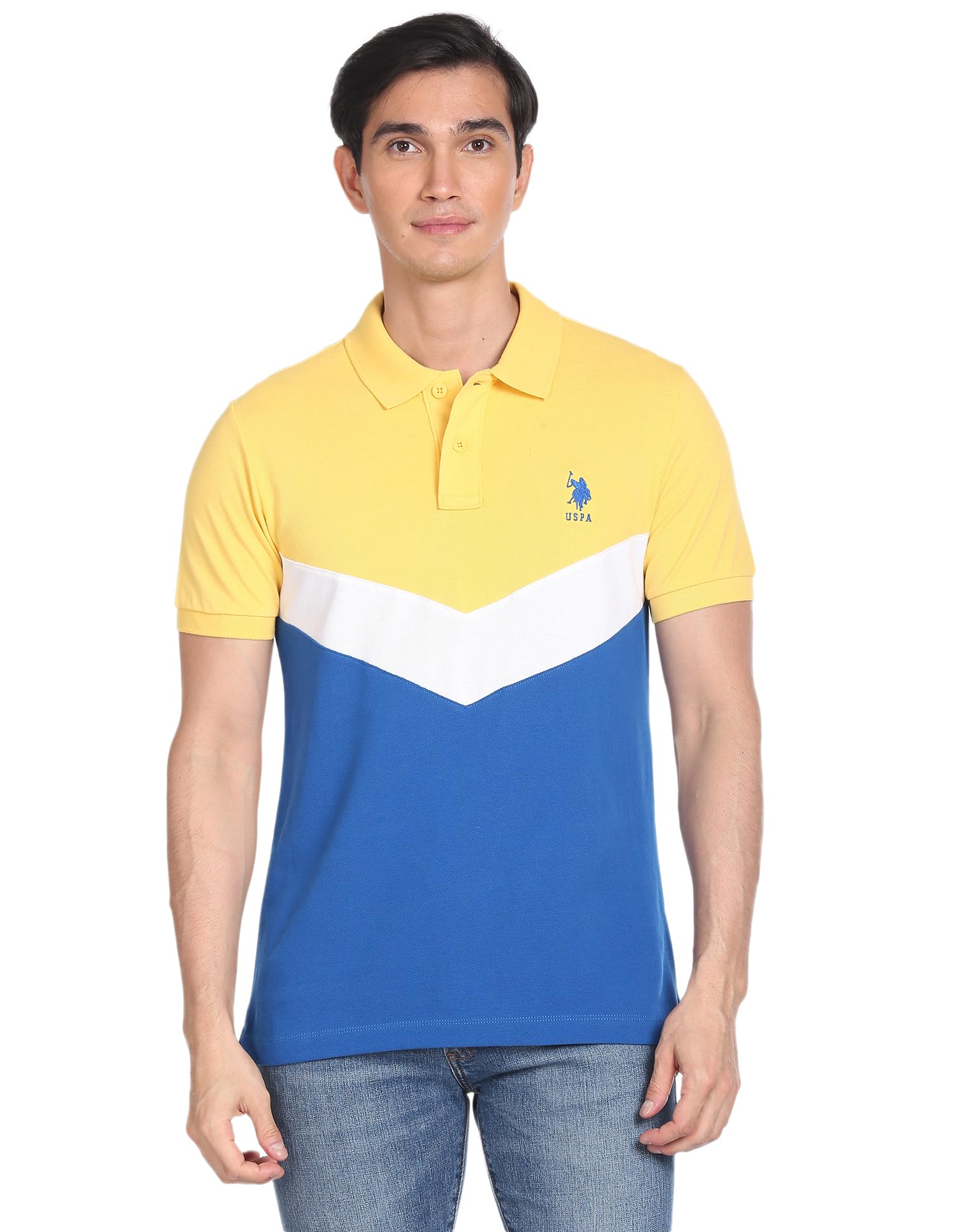 u.s. polo assn. Men's Cotton Block Slim Fit Polo Shirt-picture-46