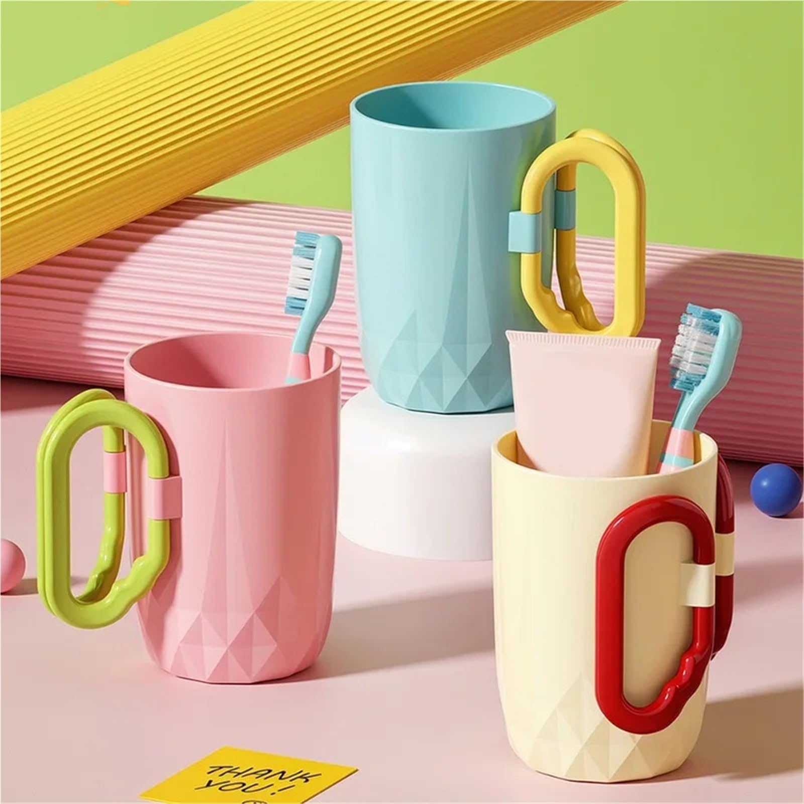2 Piezas Vaso for Cepillo de Dientes Color sólido para Baño