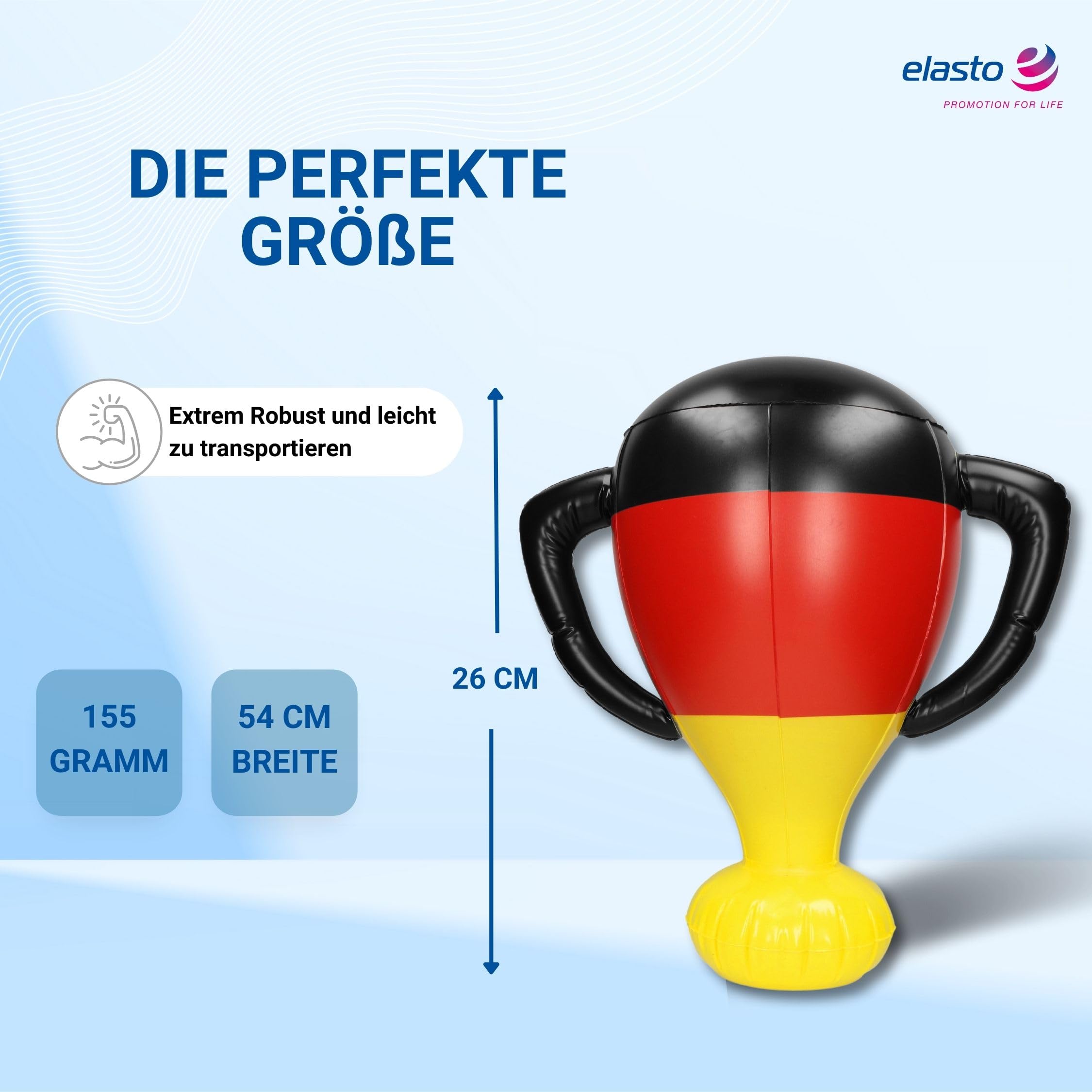 elasto PROMOTION FOR LIFE Nadmuchiwany puchar w kolorach Niemiec – artykuł dla fanów Mistrzostw Europy w piłce nożnej – idealny na stadion, kolor: kolory niemieckie