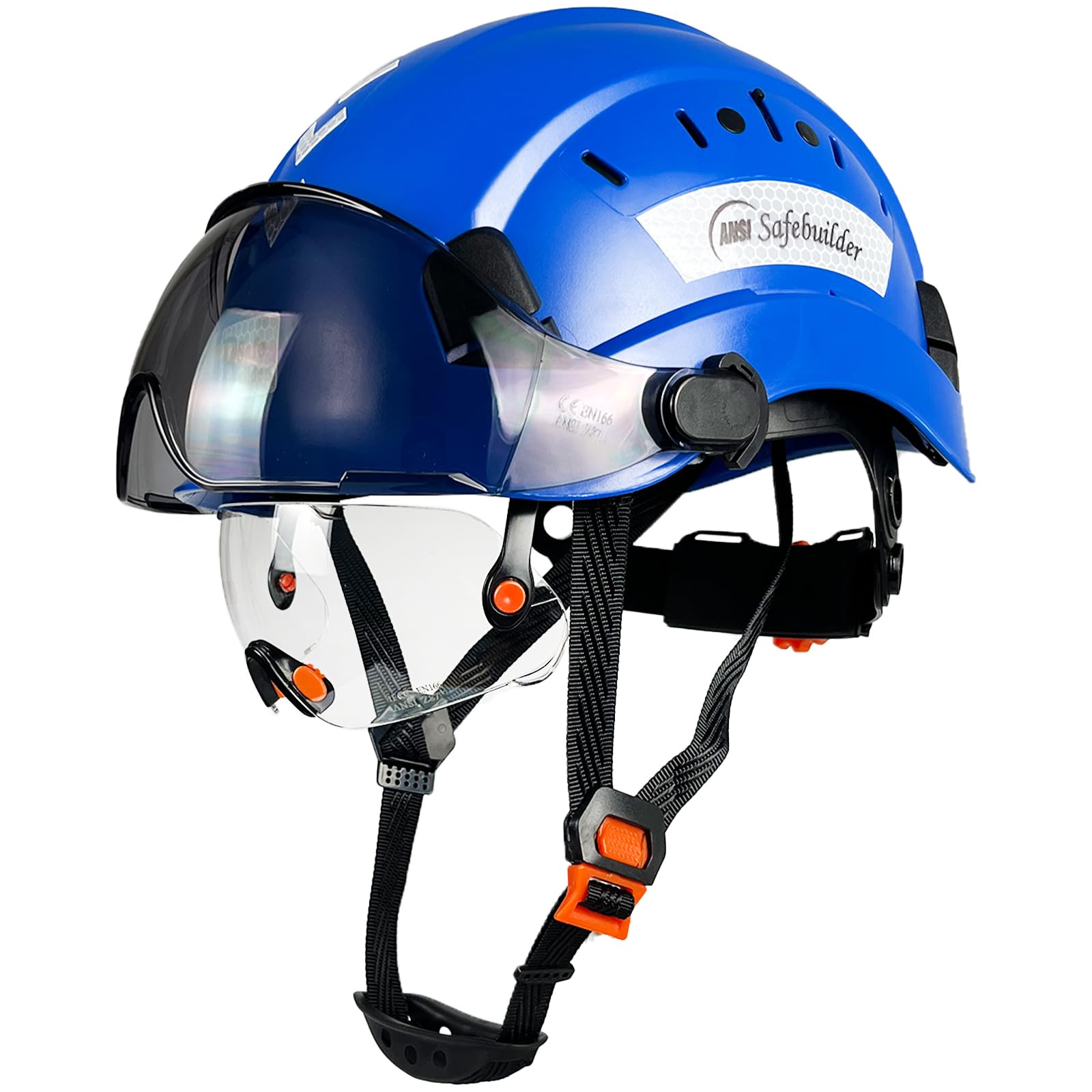 SAFEBUILDERConstruction Safety Helmet with Build-in Visor ABS Hard Hat with Visor Adjustable Ventilation Hardhats Work Head Protection ANSI/ISEA Z89.1